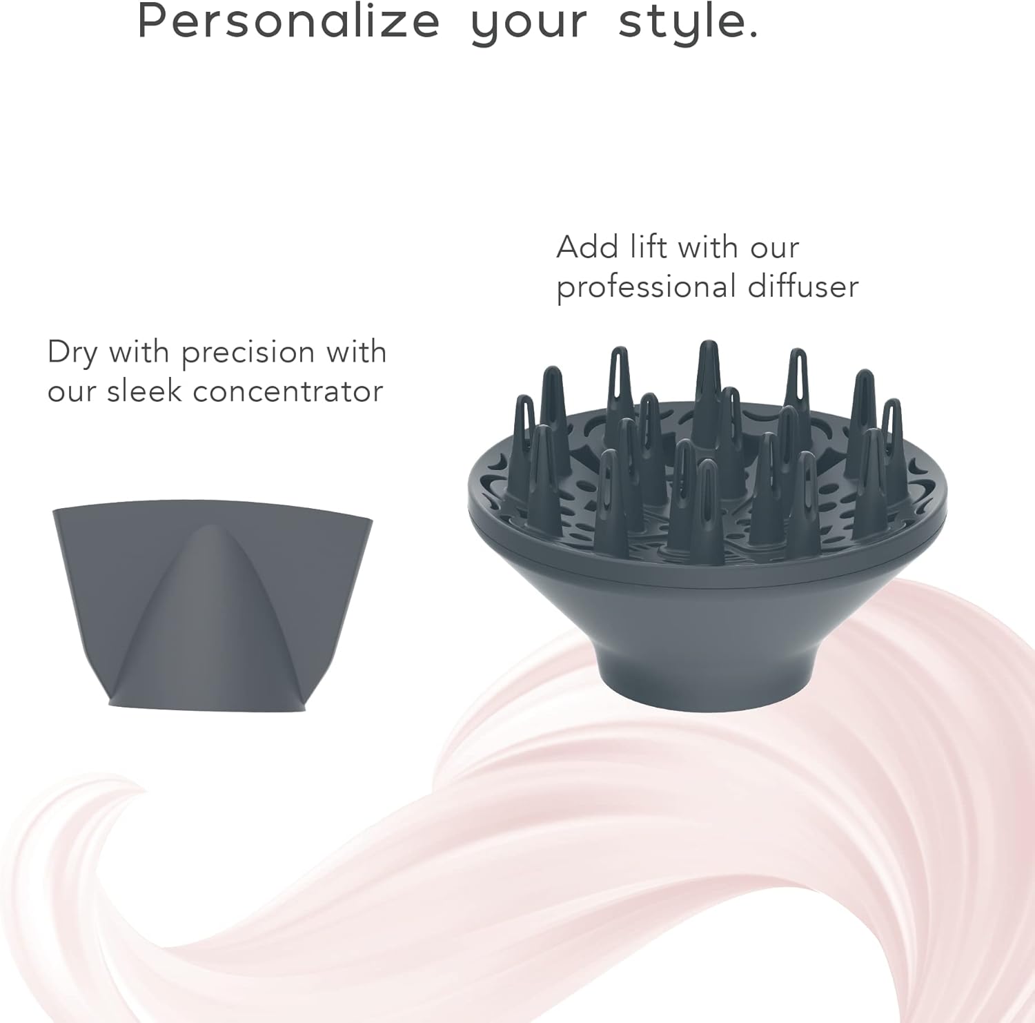 INFINITIPRO BY CONAIR SmoothWrap Hair Dryer with Diffuser | Blow Dryer for Less Frizz, More Volume and Body | With Advanced Plasma and Ceramic Technology | Pink Champagne - Image 6