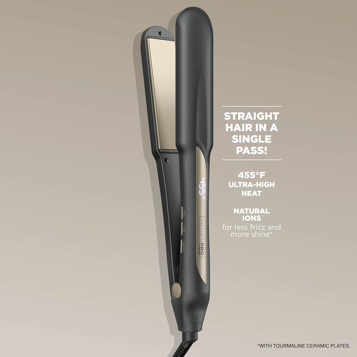 INFINITIPRO BY CONAIR Tourmaline Ceramic 1 1/4-inch Digital Flat Iron Hair Straightener - Image 3