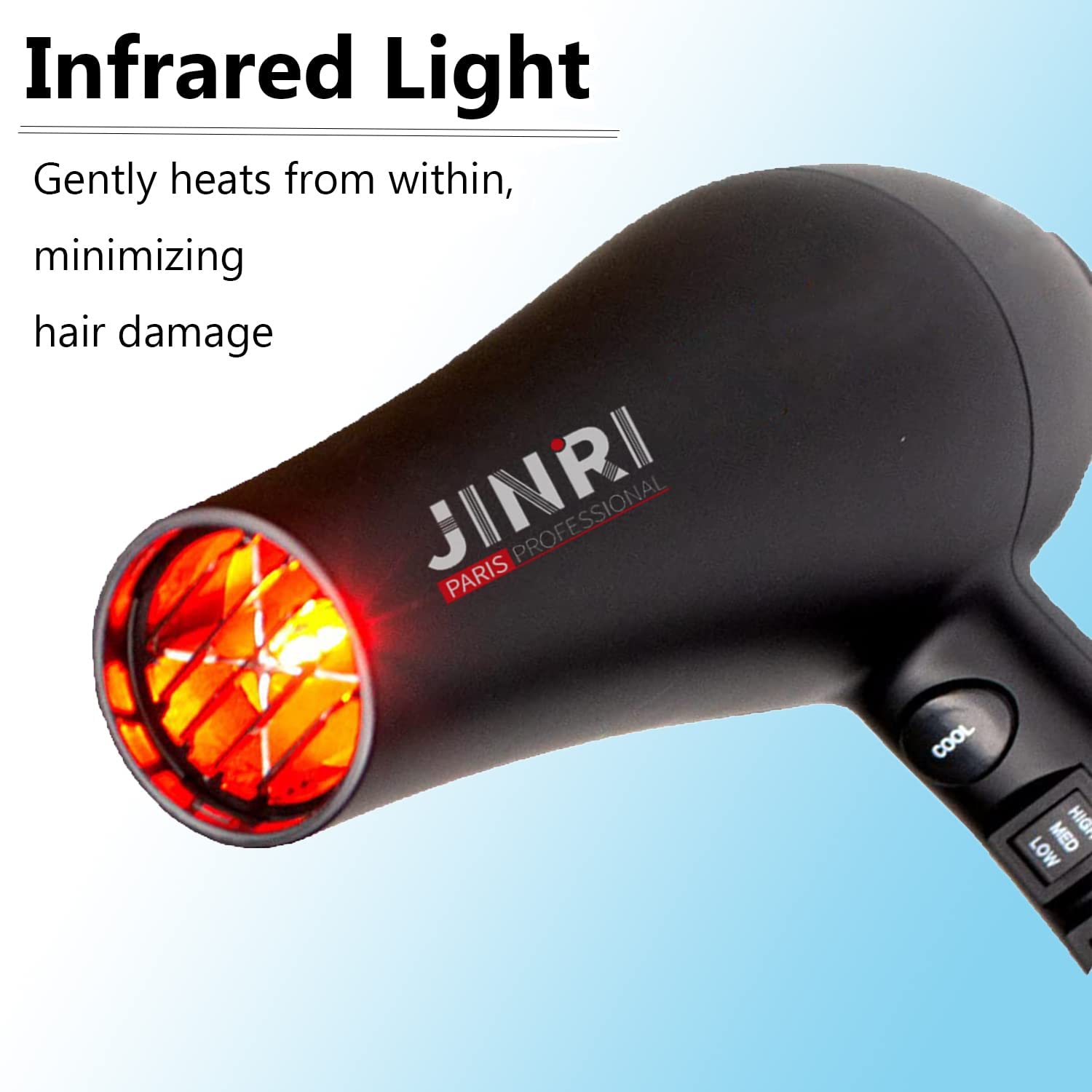 Infrared Hair Dryer, Professional Salon Negative Ionic Blow Dryers for Fast Drying, Pro Ion Quiet Hairdryer with Diffuser & Concentrator & Comb,Black - Image 2