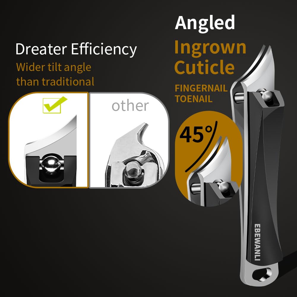 Ingrown Nail Clippers, Slanted Curved Blade Toe Nail Clippers for Ingrown Toenails & Fingernail, Stainless Steel Toenail Clippers Cutter, Angled Nail Clippers for Seniors, Men, Women - Image 2
