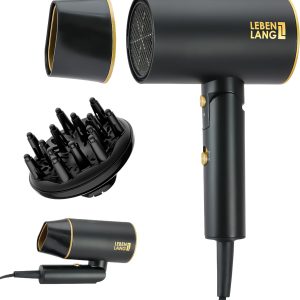 Ionic Hair Dryer 1875W - Compact, Portable, Lightweight, with Diffuser and Bag for Travel