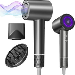 Ionic Hair Dryer with Diffuser - 160000RPM Portable Travel Blow Dryer 4 Heat & 2 High Speed Mode Profesional Hairdryer with Concentrator Nozzle for Home Women Men Secadora de Pelo para Mujer