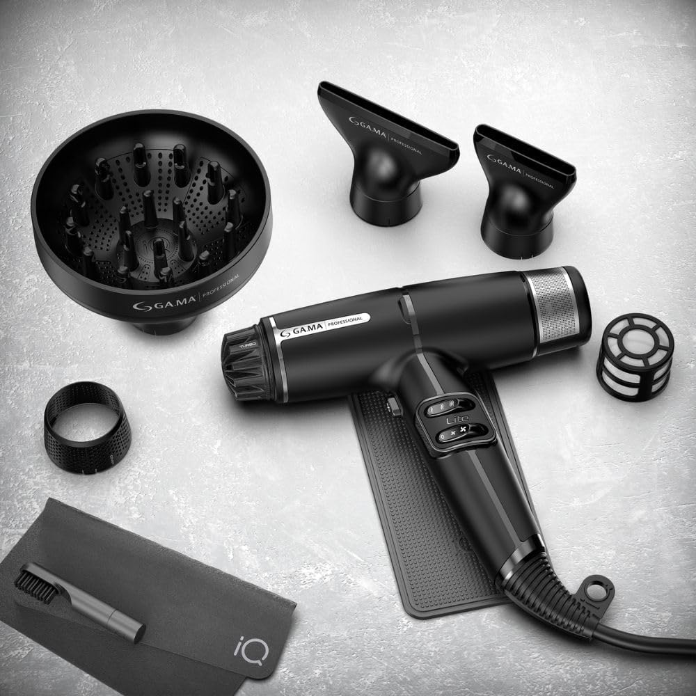 IQ LITE | IQ Perfetto | Hair Dryer by GaMa Italy | 110,000 RPM Brushless Motor | Turbo Venturi Technology | Oxy-Active Technology | Black - Image 2