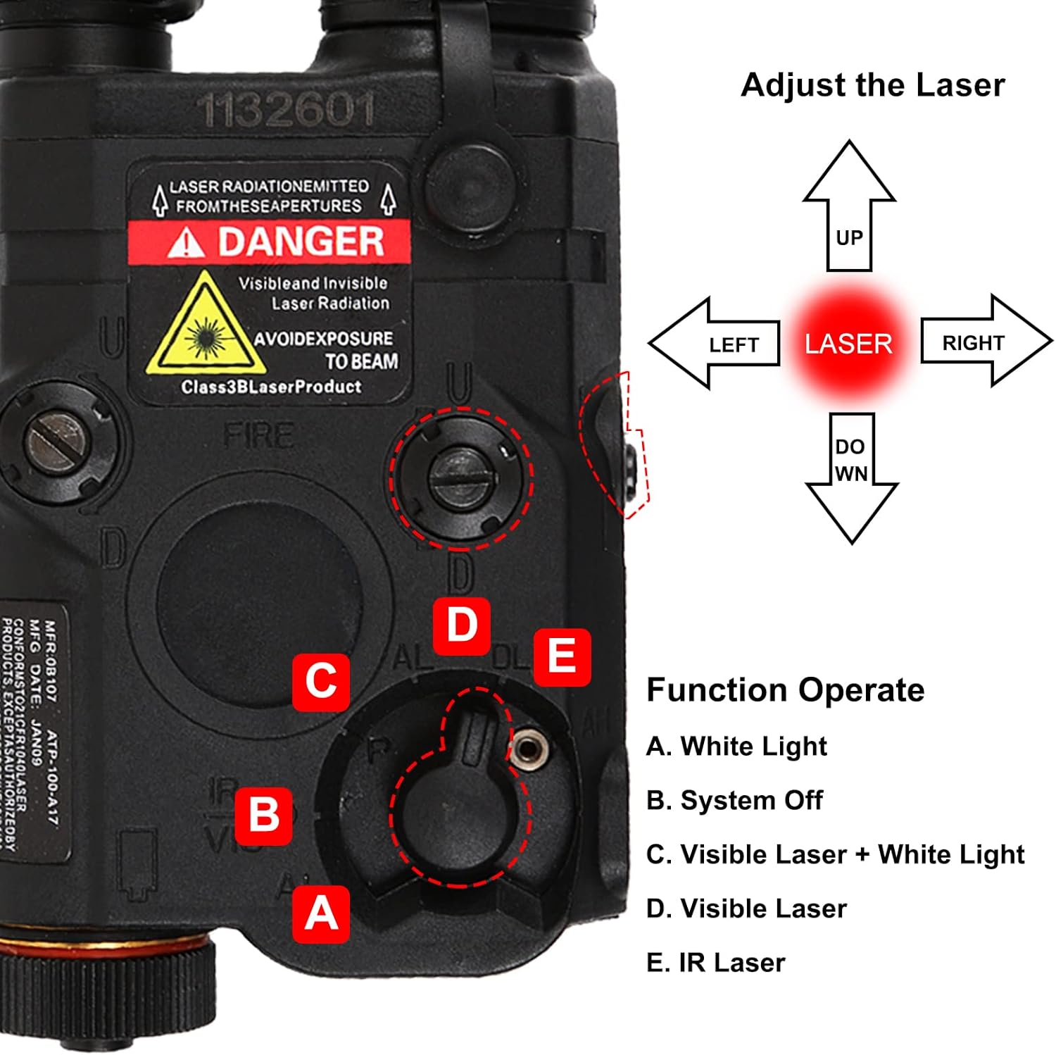 IR Laser for ar - 15 Airsoft PEQ 15 Airsoft Tactical Laser Red Laser Airsoft Laser Attachments IR Lazer Sight White LED Flashlight Tactical - Image 4
