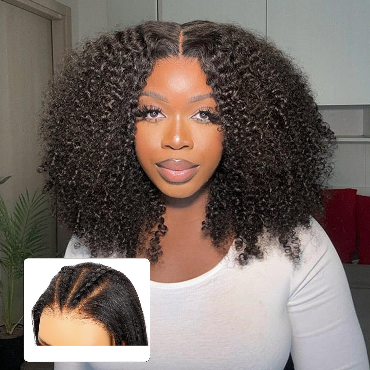ISEE M-Cap Kinky Curly Wear Go Glueless Wigs Human Hair Pre Plucked Pre Cut Bleached Knots 9x6 HD Lace Glueless Human Hair Wigs For Women 24 Inch