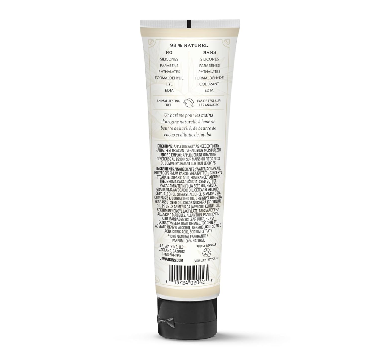 J.R. Watkins Natural Moisturizing Hand Cream, Coconut, Hydrating Hand Moisturizer with Shea Butter, Cocoa Butter, and Avocado Oil, USA Made and Cruelty Free, 3.3oz - Image 2