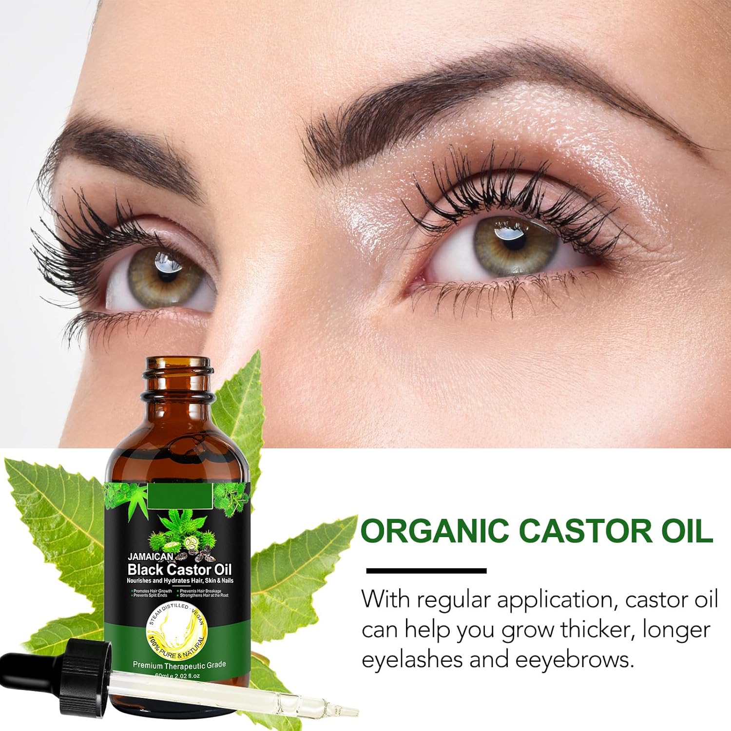 Jamaican Black Castor Oil One Single Ingredient 100% Pure Cold Pressed Castor Oil,Stimulate Thicker Fuller Hair Eyelashes Eyebrows Growth Serum,Scalp Face Body Skin Nail Moisturizer for Unisex - Image 7