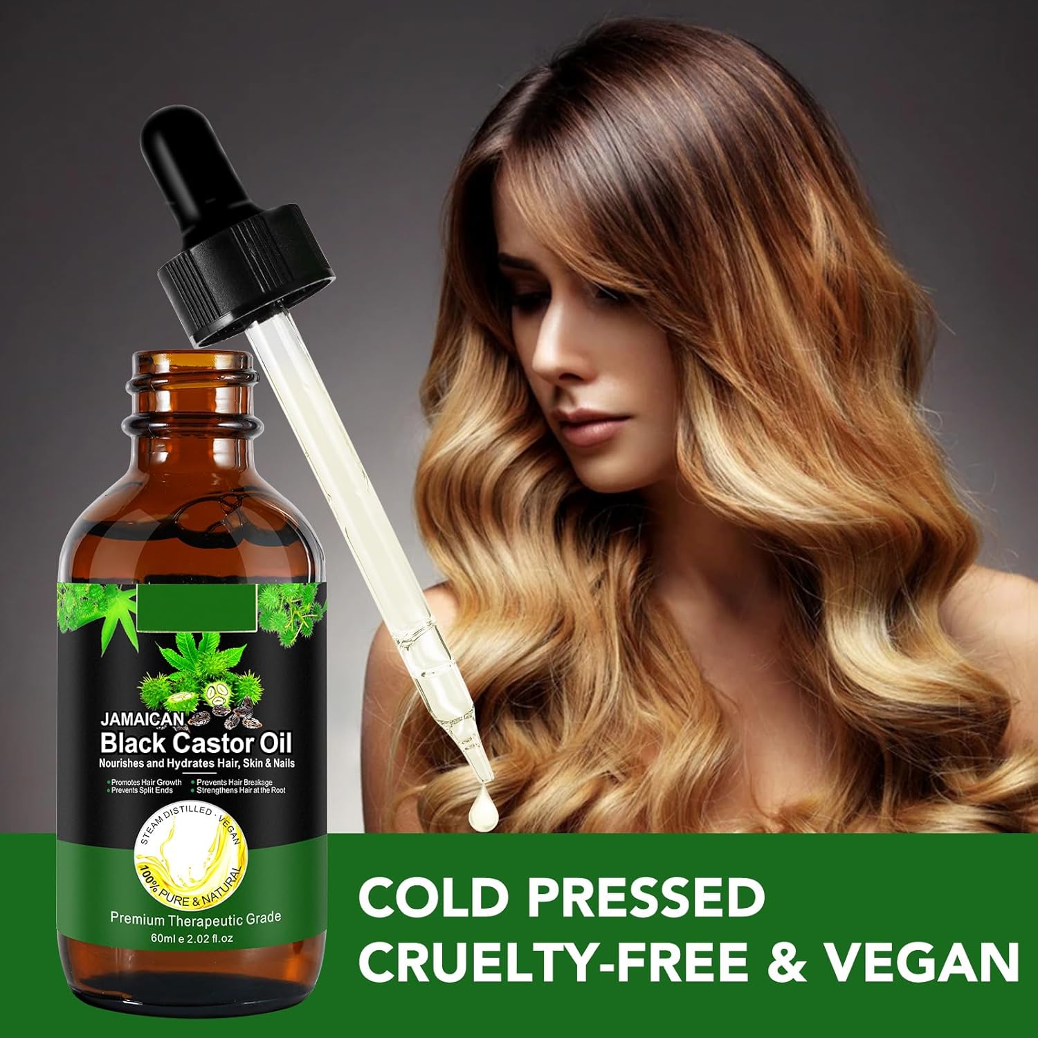 Jamaican Black Castor Oil One Single Ingredient 100% Pure Cold Pressed Castor Oil,Stimulate Thicker Fuller Hair Eyelashes Eyebrows Growth Serum,Scalp Face Body Skin Nail Moisturizer for Unisex - Image 4