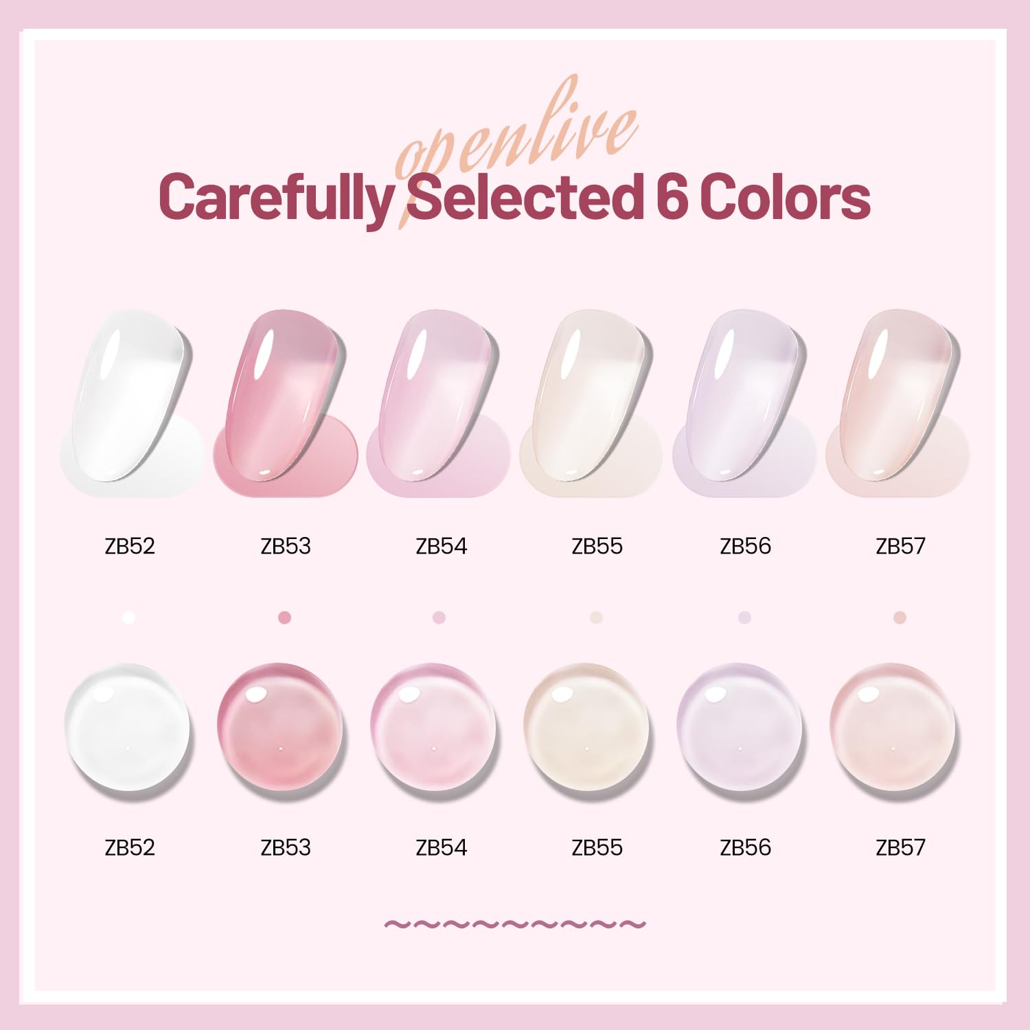 Jelly Nail Polish Set 6 Colors White Pale Red Soft Pink Natural Nude Pale Purple Fresh Pink Purple All Seasons Neutral Color Quick Dry Nail Polish Set for Women Salon DIY Nail Art - Image 2