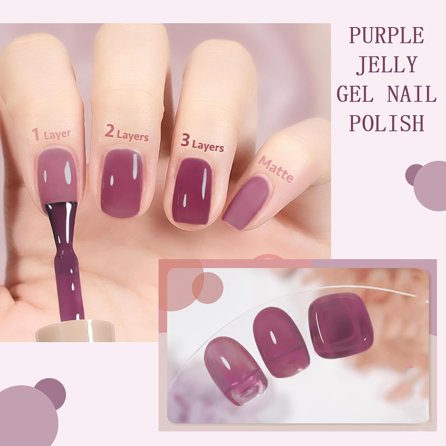 Jelly Purple Nail Polish - Quick Dry, Long Lasting Dark Purple Gel Nail Polish for Women and Girls - Image 2