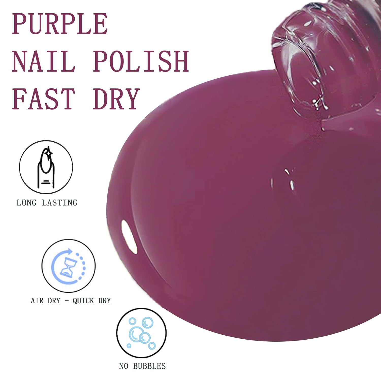 Jelly Purple Nail Polish - Quick Dry, Long Lasting Dark Purple Gel Nail Polish for Women and Girls - Image 7