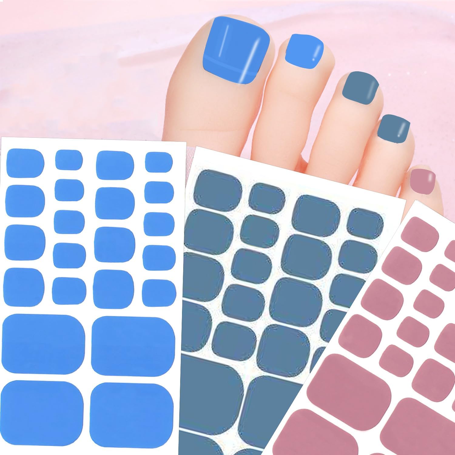 JERCLITY 440 Pieces 20 Sheets Toenail Strips for Women Nail Art Wraps Toe Nail Stickers Nail Wraps for Toes Nail Polish Strips Nail Polish Stickers for Toenails Color Strips - Image 4