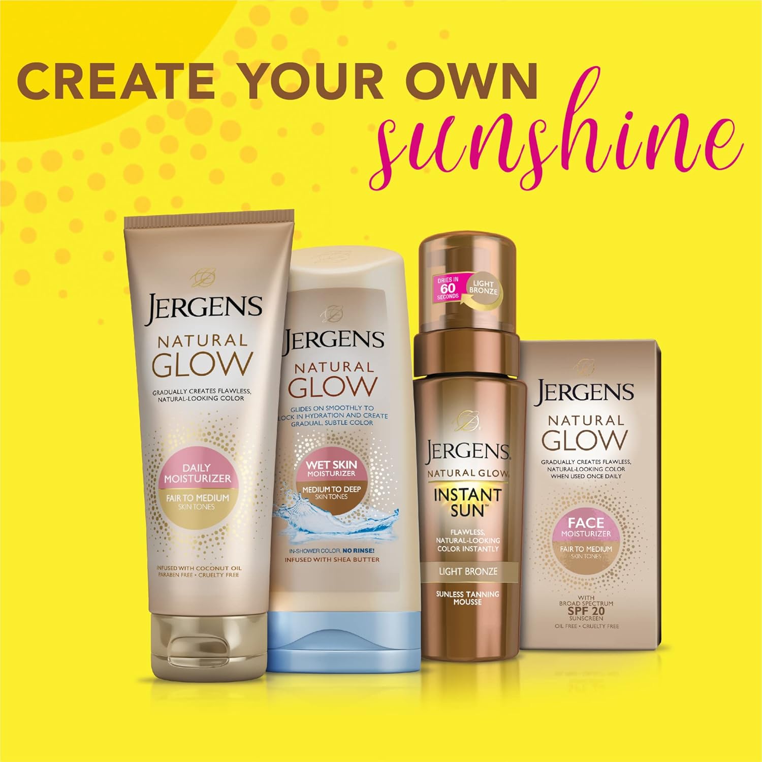 Jergens Natural Glow Self Tanner Face Moisturizer with SPF 20 Facial Sunscreen, Medium to Deep Skin Tone, Sunless Tanning, Oil Free, Broad Spectrum Protection UVA and UVB, 2 oz (Packaging May Vary) - Image 6