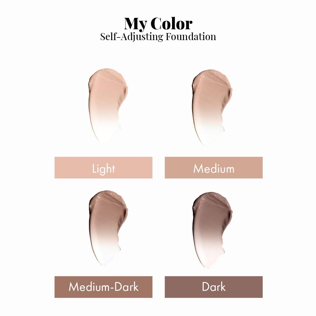 Jerome Alexander My Color Self-Adjusting Foundation, Hydrating & Lightweight Face Makeup, Skincare-Infused, with Kabuki Brush, Medium, 1 oz - Image 5