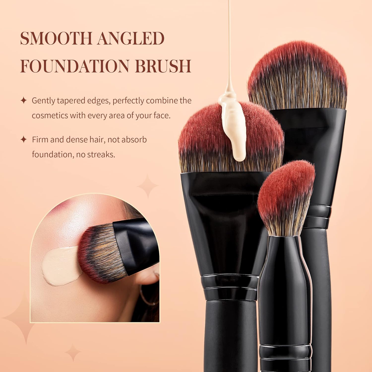 Jessup Large Face Makeup Brushes 5pcs, Premium Synthetic Foundation Powder Contour Blusher Highlighter Brush, Phantom Black T273 - Image 4