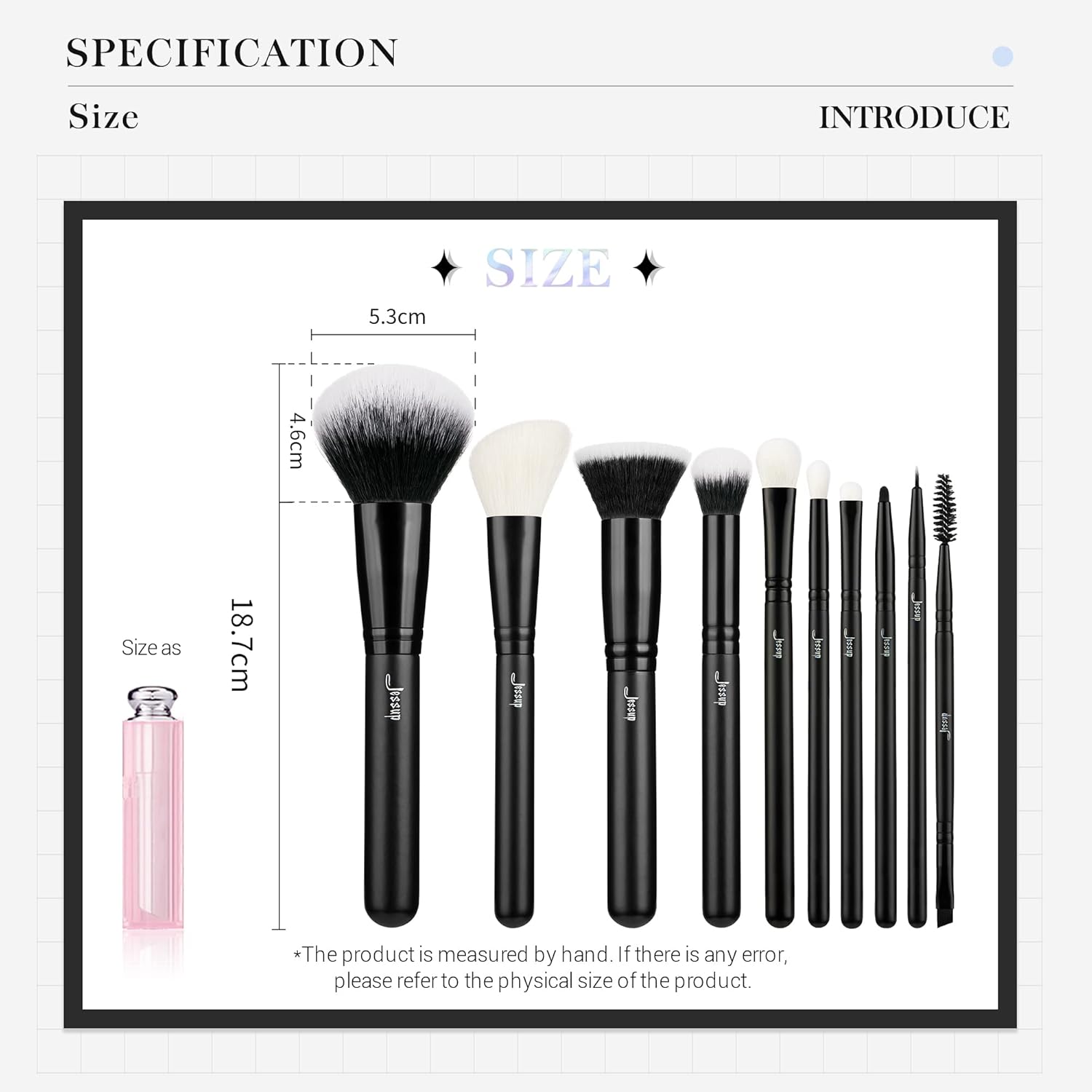 Jessup Makeup Brush Set 10pcs Black Make up Brushes Set Professional with Natural Synthetic Hair for Foundation Blending Blush Concealer Eyeshadow Eyebrow Eyeliner, T323 - Image 7