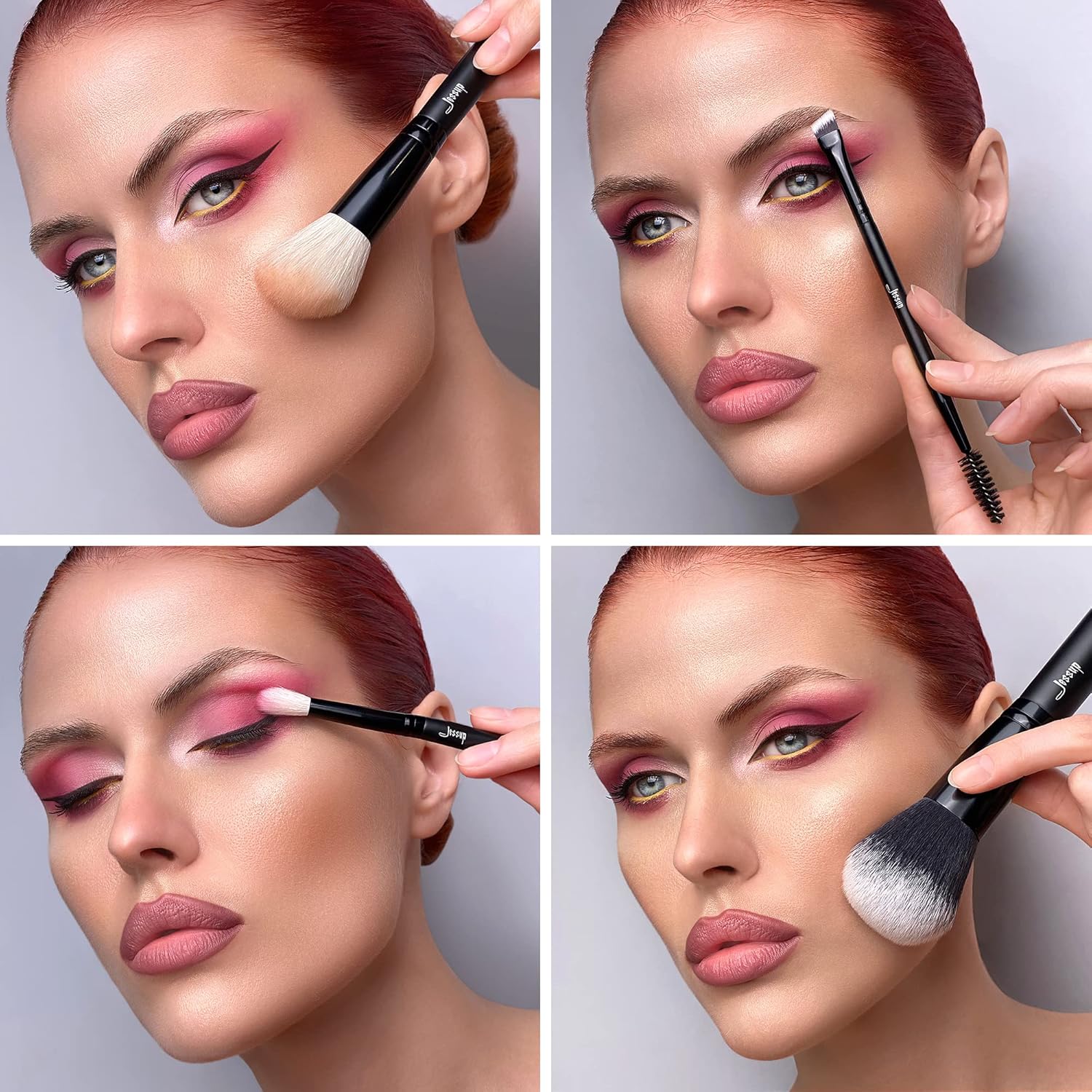 Jessup Makeup Brush Set 10pcs Black Make up Brushes Set Professional with Natural Synthetic Hair for Foundation Blending Blush Concealer Eyeshadow Eyebrow Eyeliner, T323 - Image 5