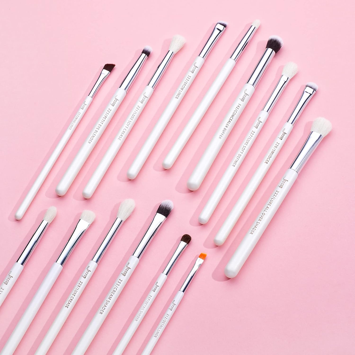 Jessup Small Eye Makeup Brush Set Professional 15pcs White/Silver Premium Natural-synthetic Eye Shadow Blending Concealer Eye & Brow Liner Brushes, T237 - Image 8