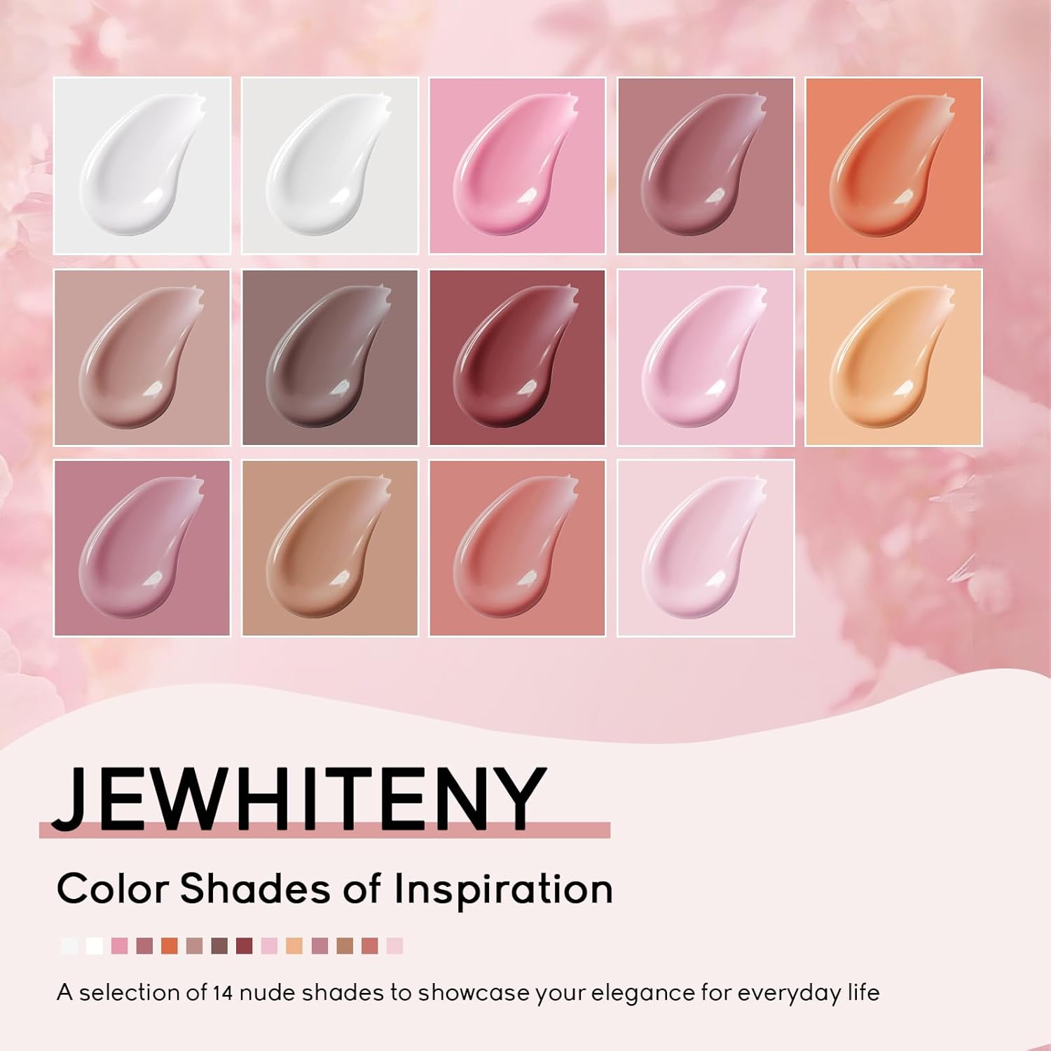 JEWHITENY 14 Colors Poly Extension Gel Nail Kit With U V Lamp Nude Pink White Brown All In One Poly Gel Starter Kit With Base Top Coat Manicure Salon Frence Nail Art DIY - Image 3