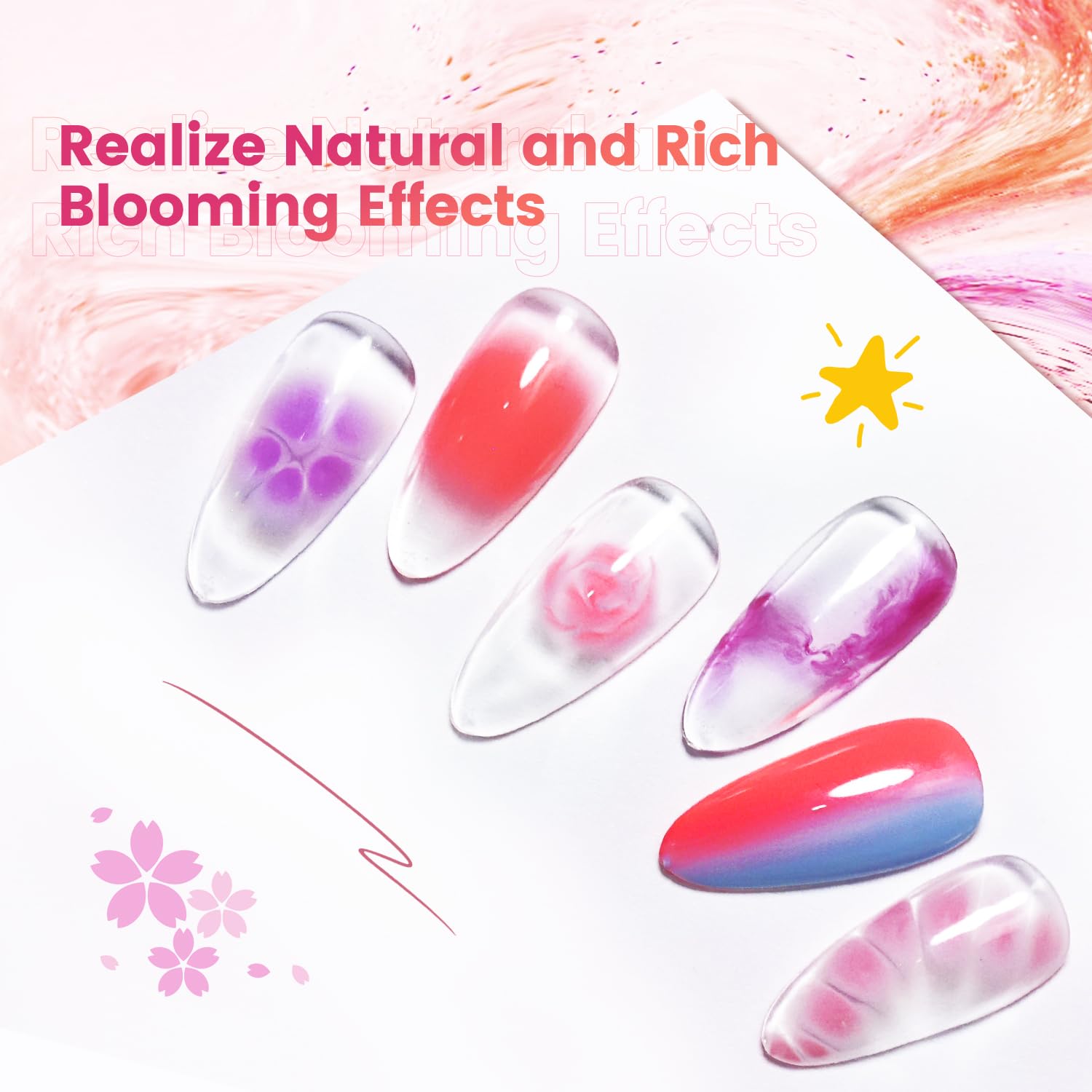 JODSONE 10ML Blooming Gel Nail Polish Clear Marble Nail Nail Art Accessories for Spreading Effects, Floral Print, Watercolor Design for Women - Image 3