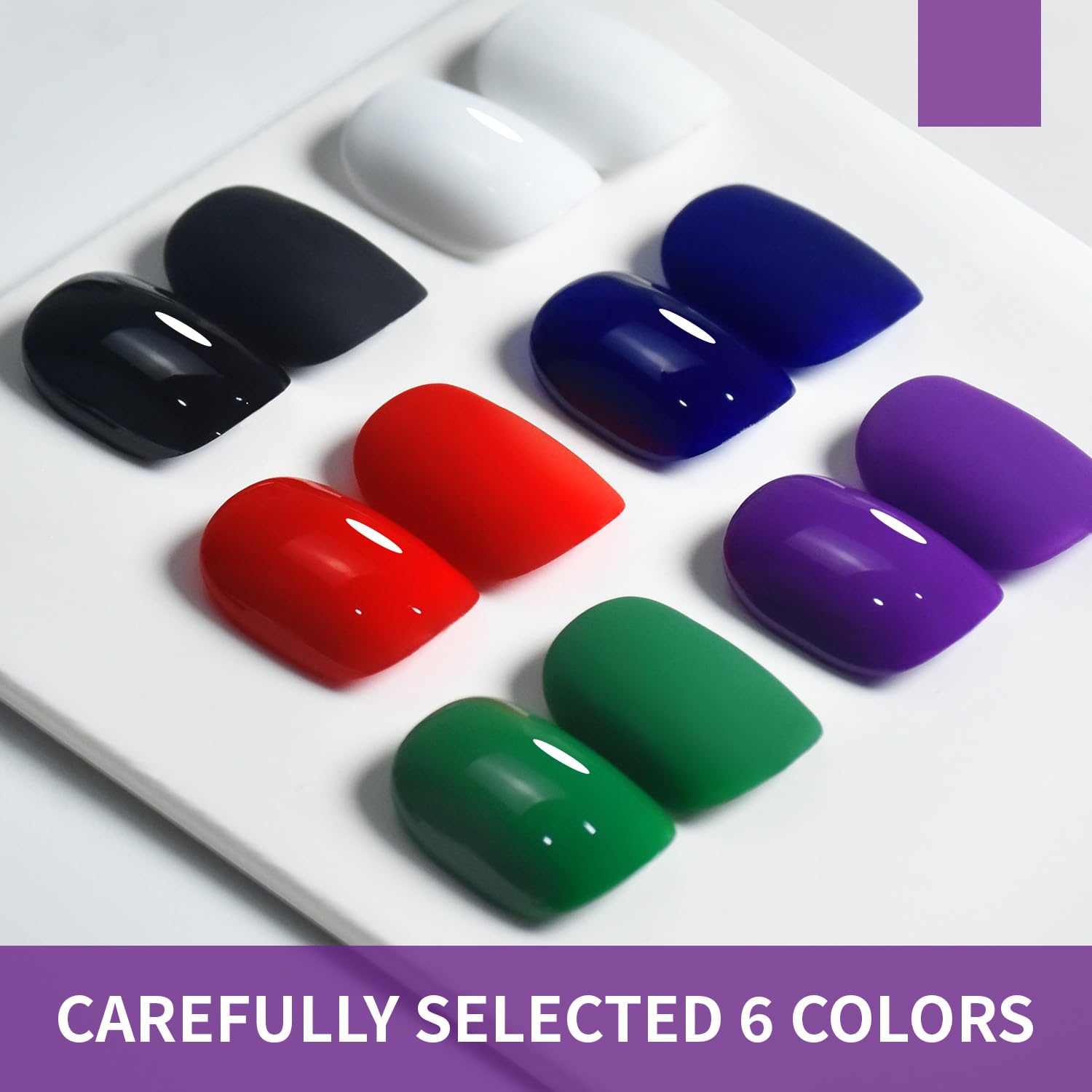 JODSONE 10ml Gel Nail Polish Set 6Colors Black White Red Deep Blue Dark Green Deep Purple All Seasons Neutral Soak off LED Lamp Gel Manicure Set for Nail Art - Image 5
