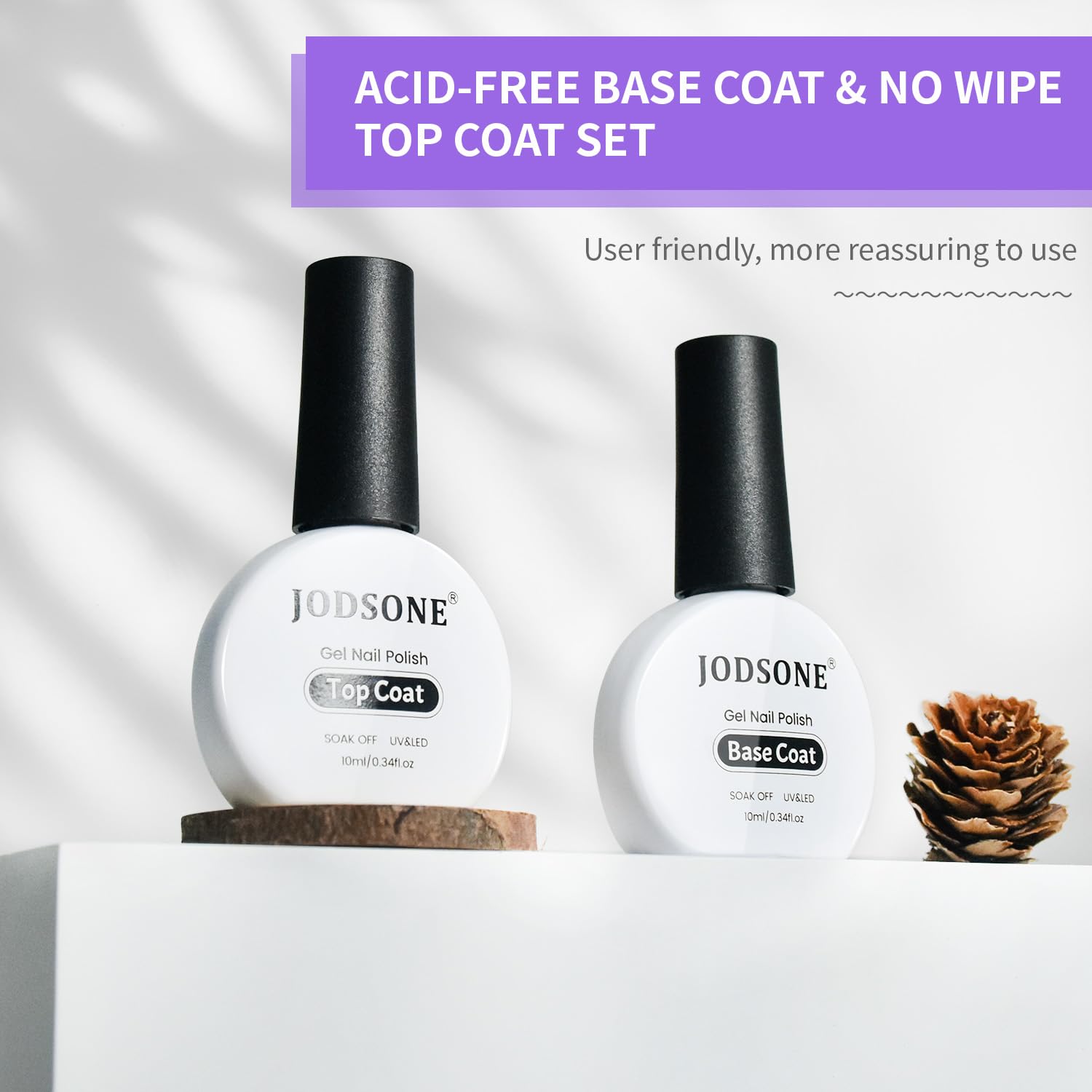 JODSONE 2 Bottles 10ml Of Top Coat Base Coat Gel Polish Set Bright Surface At Home DIY Nail Salon Girl Gift, transparent - Image 7