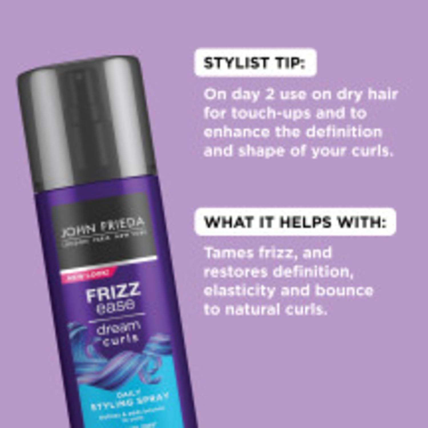 John Frieda Anti Frizz, Frizz Ease Dream Curls Daily Styling Spray for Curly Hair, Magnesium-enriched Formula, 6.7 Oz, Pack of 2 - Image 2
