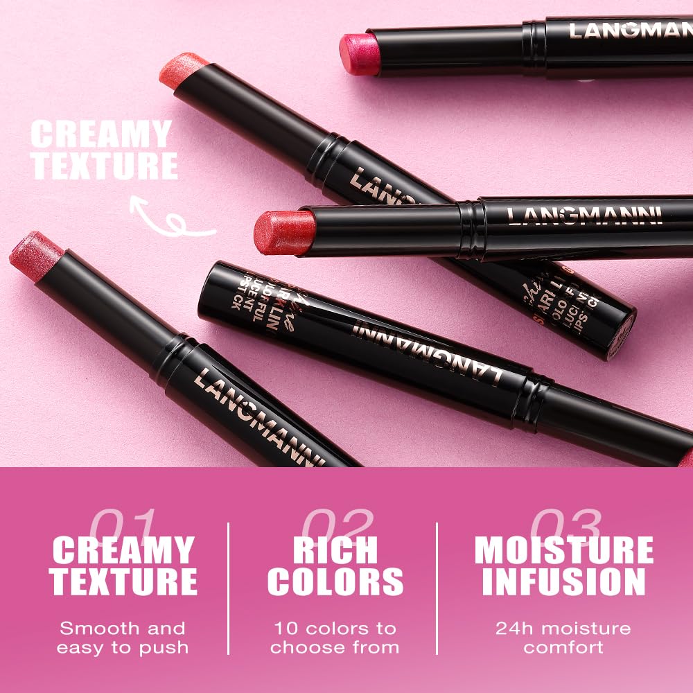 Jolilab 10Pcs Set Sparkling Lipstick Lip Gloss Long Lasting Waterproof Moisturizer Lip Balm Glitter Shimmer Metallic, Diamond Shiny Bold Glow Goth Lipstick for Women Girls, Non-sticky - Image 6