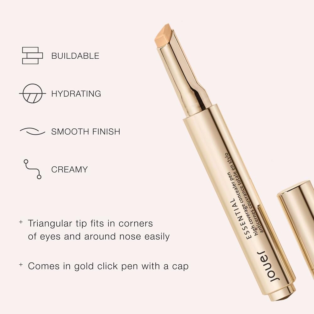 Jouer Essential High Coverage Concealer Pen - Medium to Full Coverage Cream Concealer Makeup - Color Corrector for Spot Coverage, Dark Circles and Contour, Honey - Image 4