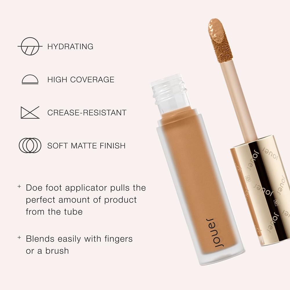 Jouer Essential High Coverage Liquid Concealer - Brightening Concealer - Color Corrector for Under Eye Dark Circles, Spot Coverage, and Eye Primer - Soft Matte Finish, Lace - Image 5