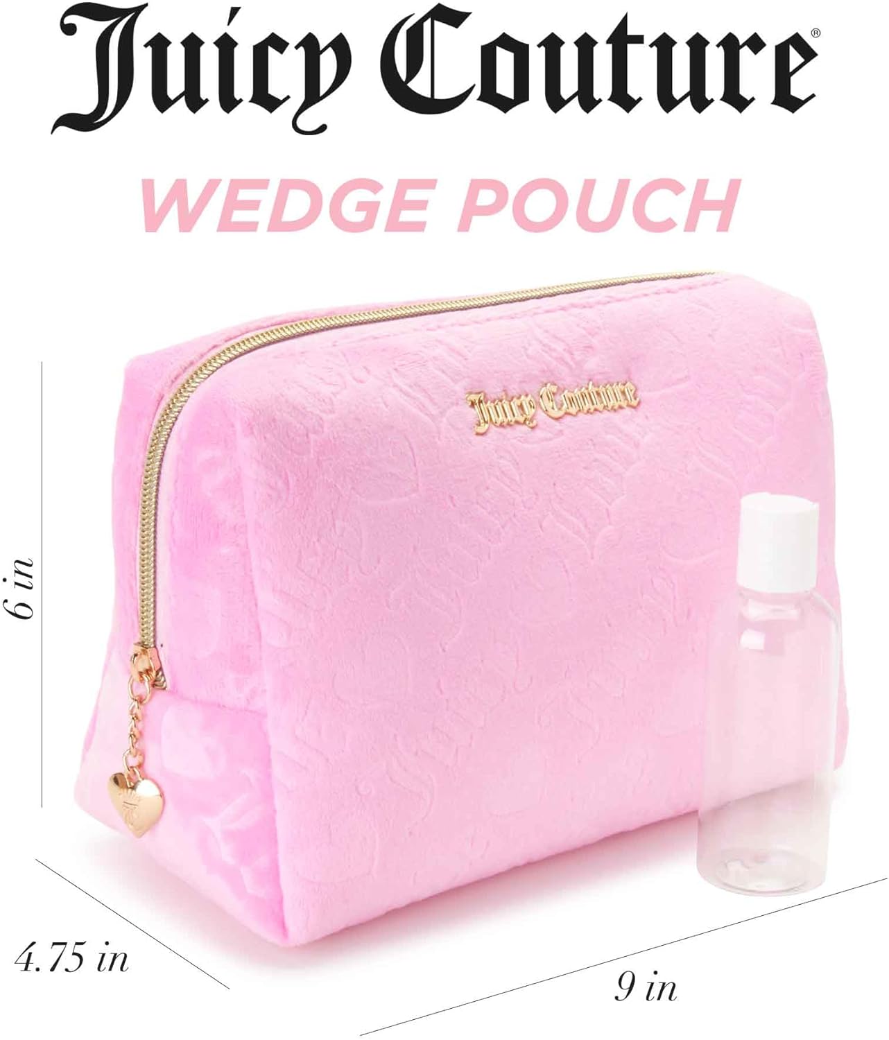 Juicy Couture Women's Cosmetics Bag - Travel Makeup and Toiletries Clutch Wedge Pouch, Pink - Image 2