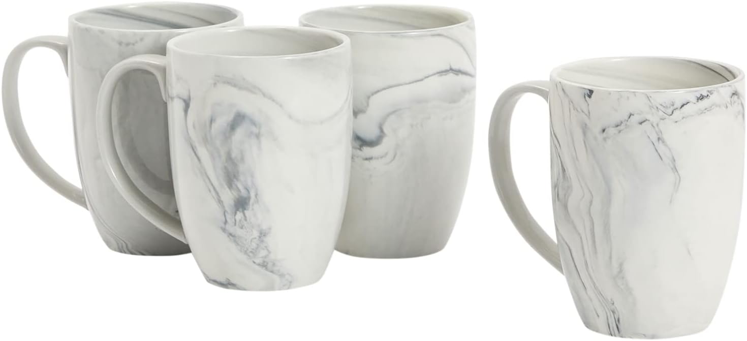 Juvale Set of 4 Grey Marble Ceramic Mugs for Coffee, Hot Cocoa, Tea (16oz) - Coffee Mugs Set of 4 - Marble Cup - Image 6