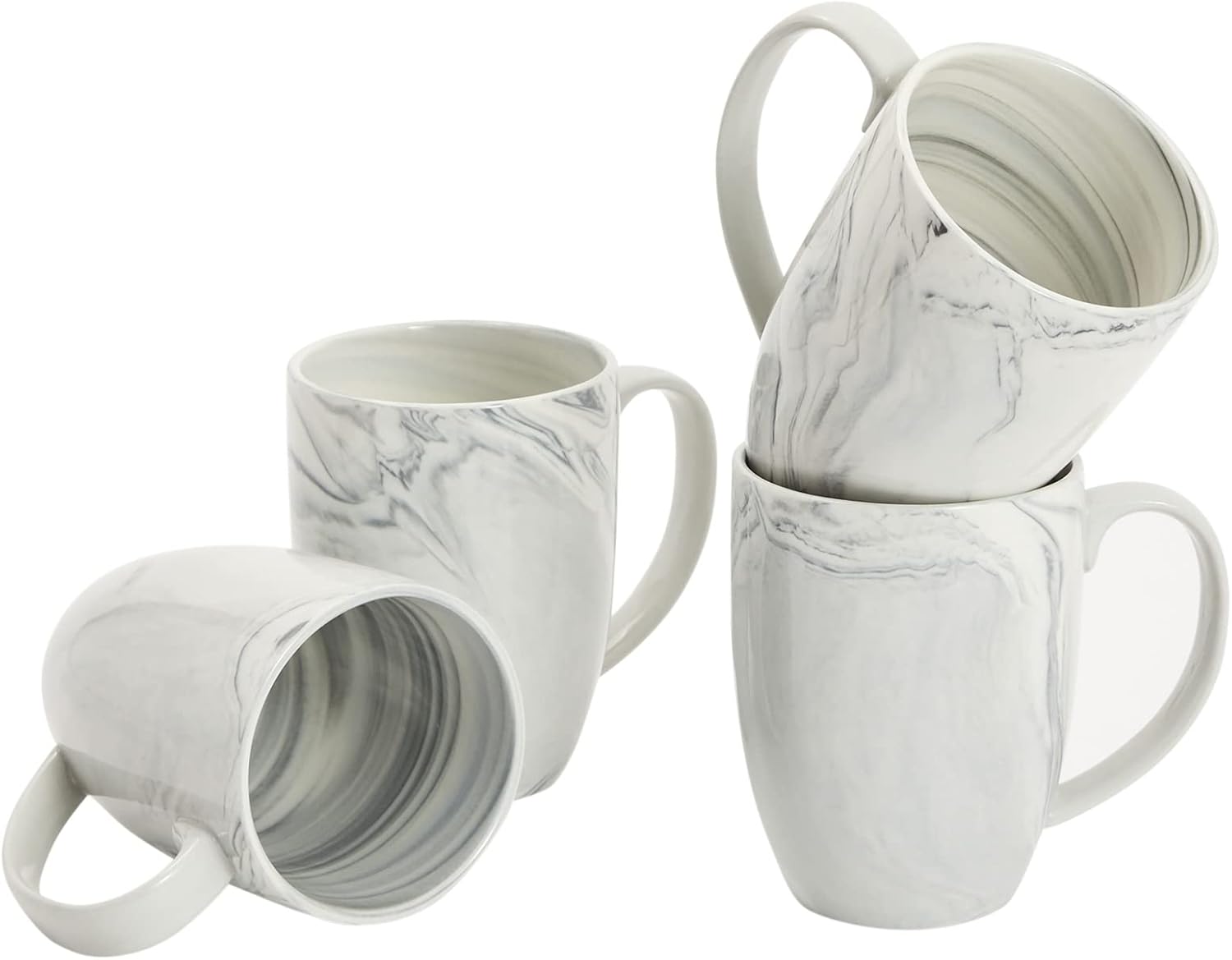 Juvale Set of 4 Grey Marble Ceramic Mugs for Coffee, Hot Cocoa, Tea (16oz) - Coffee Mugs Set of 4 - Marble Cup - Image 7