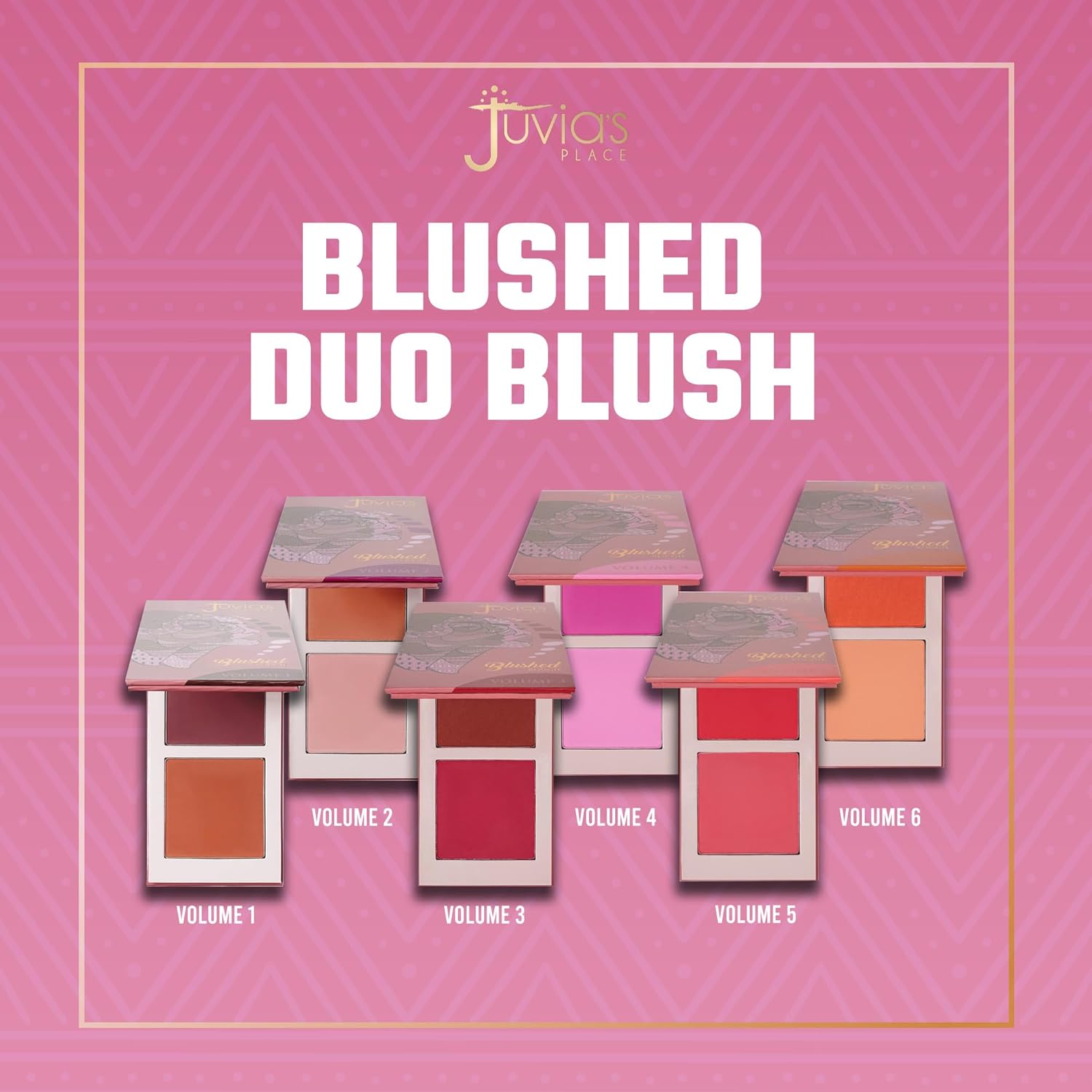 Juvia's Place Blushed Duo Blush Volume5 - Two Tone Pigmented Buildable Pressed Mineral Powder - Rosy Natural Cheeks Matte Fresh Finish for All Skin Color