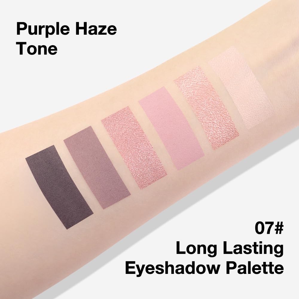 Kaely 6 Colors Mini Pink Eye Shadow Palette Makeup, Neutral Matte Shimmer Eyeshadow Palette for Older Women Highly Pigmented Waterproof, paleta de sombras de ojos, Vegan & Cruelty-free, 07 - Image 6