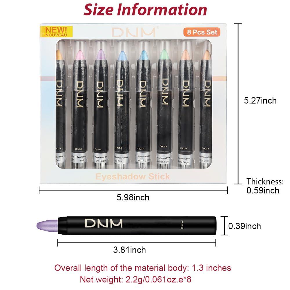 Kaely 8Pcs Cream Eyeshadow Stick Set for Older Women, Desert Mocha Beige Gold Light Purple Pink Sky Dazzling Blue Geen, Matte Shimmer Eyeliner Eye Shadow Sticks Palette Makeup, sombras para ojos - Image 6