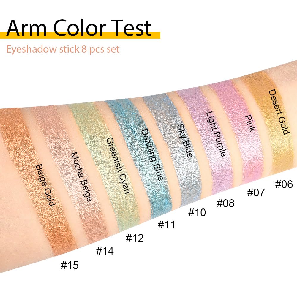 Kaely 8Pcs Cream Eyeshadow Stick Set for Older Women, Desert Mocha Beige Gold Light Purple Pink Sky Dazzling Blue Geen, Matte Shimmer Eyeliner Eye Shadow Sticks Palette Makeup, sombras para ojos - Image 3