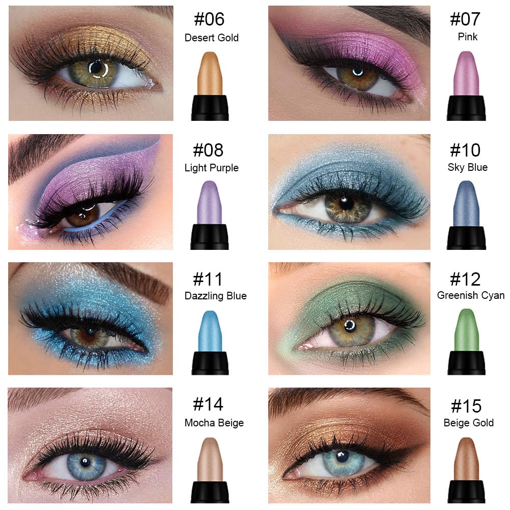 Kaely 8Pcs Cream Eyeshadow Stick Set for Older Women, Desert Mocha Beige Gold Light Purple Pink Sky Dazzling Blue Geen, Matte Shimmer Eyeliner Eye Shadow Sticks Palette Makeup, sombras para ojos - Image 2