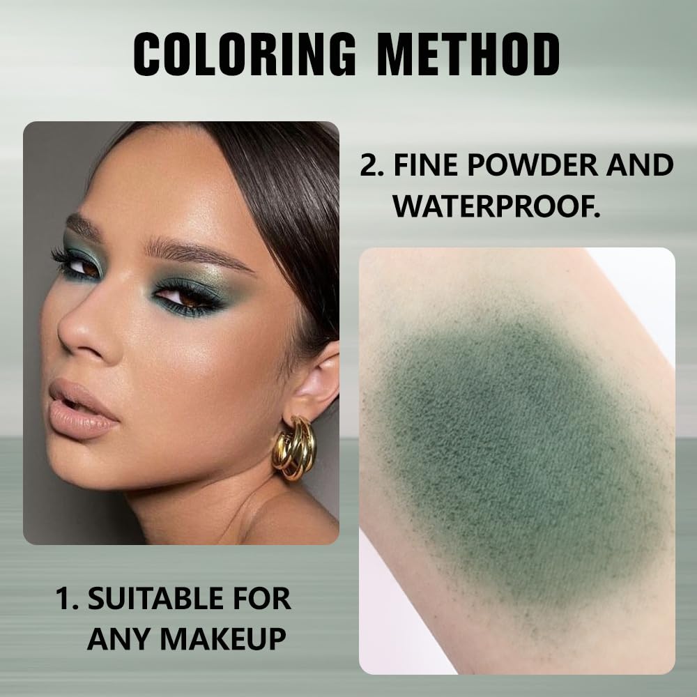 Kaely Pressed Single Eyeshadow Makeup, Forest Green Matte Highly Pigmented Monochrome Eye Shadow Palette, Waterproof Neutral Powde Mini Eyeshadow, sombras para ojos, Lightweight Blendable, 16 - Image 4
