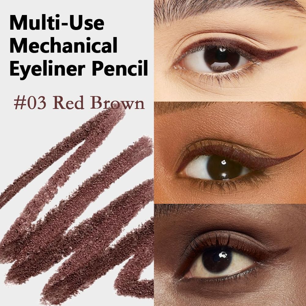 Kaely Red Brown Gel Eyeliner,Smooth Eye Liner Waterproof Smudge Proof,Multi-Use Pencil Eyeliner,Built in Sharpener,Longwearing Eye Makeup,Vegan,delineador de ojos contra el agua,03 - Image 3