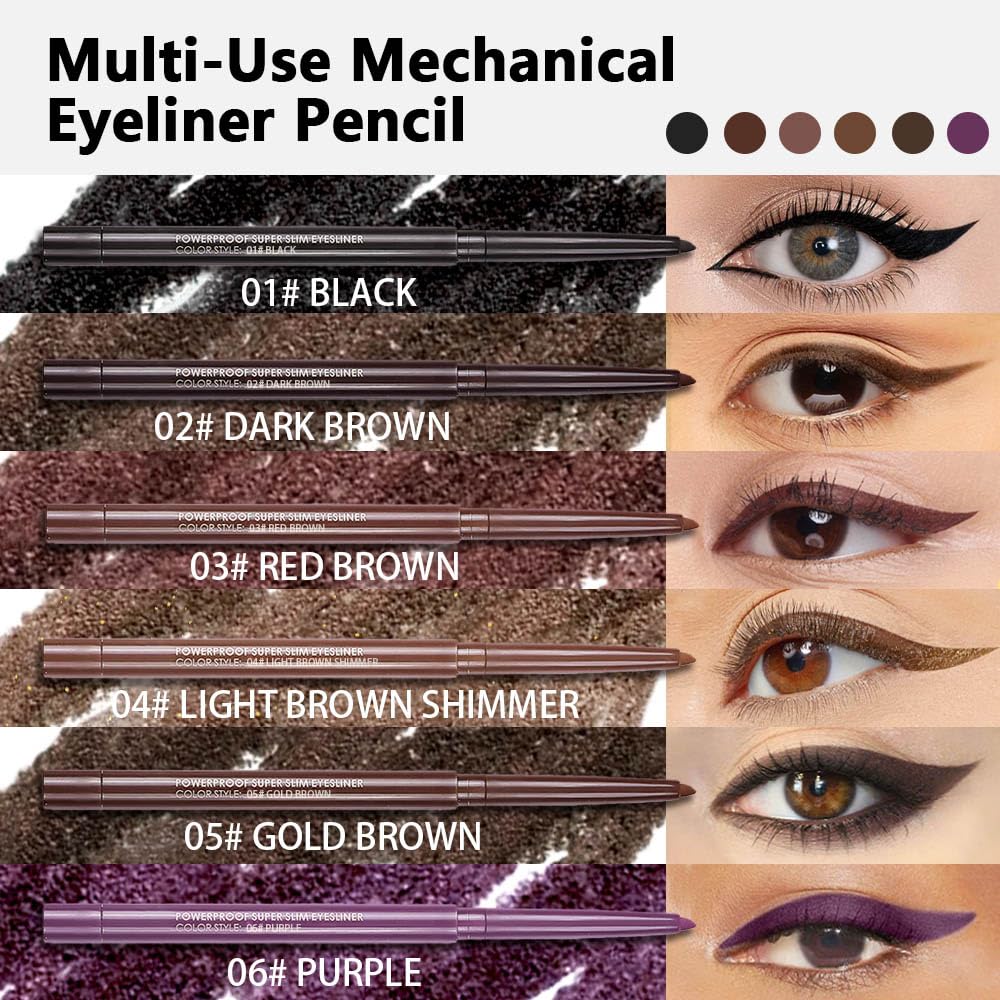 Kaely Red Brown Gel Eyeliner,Smooth Eye Liner Waterproof Smudge Proof,Multi-Use Pencil Eyeliner,Built in Sharpener,Longwearing Eye Makeup,Vegan,delineador de ojos contra el agua,03 - Image 5