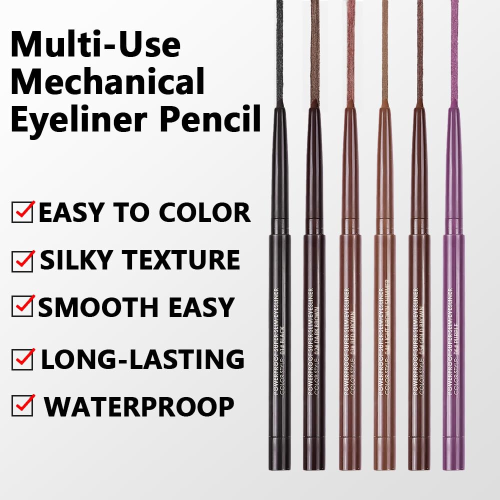 Kaely Red Brown Gel Eyeliner,Smooth Eye Liner Waterproof Smudge Proof,Multi-Use Pencil Eyeliner,Built in Sharpener,Longwearing Eye Makeup,Vegan,delineador de ojos contra el agua,03 - Image 4