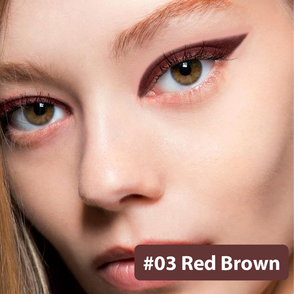 Kaely Red Brown Gel Eyeliner,Smooth Eye Liner Waterproof Smudge Proof,Multi-Use Pencil Eyeliner,Built in Sharpener,Longwearing Eye Makeup,Vegan,delineador de ojos contra el agua,03 - Image 2