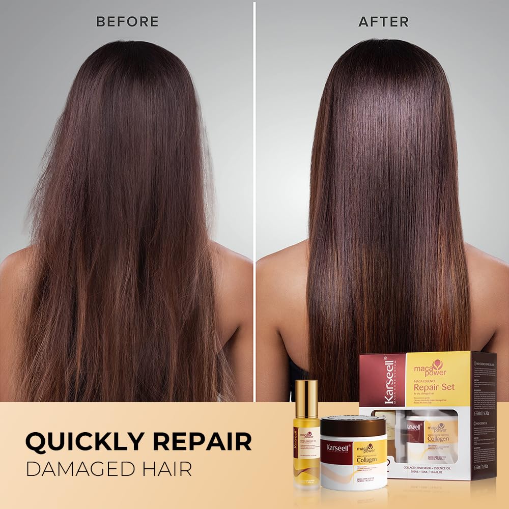 Karseell Collagen Hair Treatment Deep Repair Conditioning, Hair Mask Argan Oil Set for Dry Damaged Hair All Hair Types 16.9floz + 1.69floz - Image 6