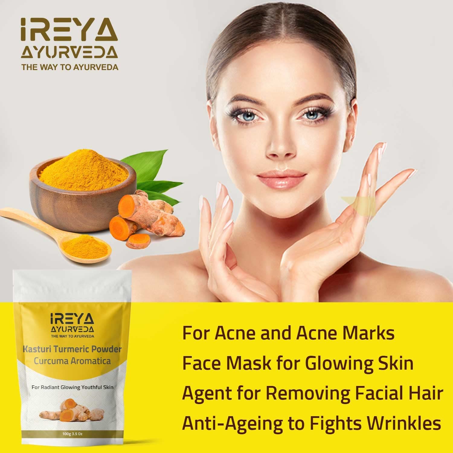 Kasthuri Manjal Powder for Skin and Face Care (3.5 oz) | Kasturi Turmeric, Wild Turmeric powder | Curcuma Aromatica | Helps in Glowing Skin Acne and Radiant skin 100g - Image 2