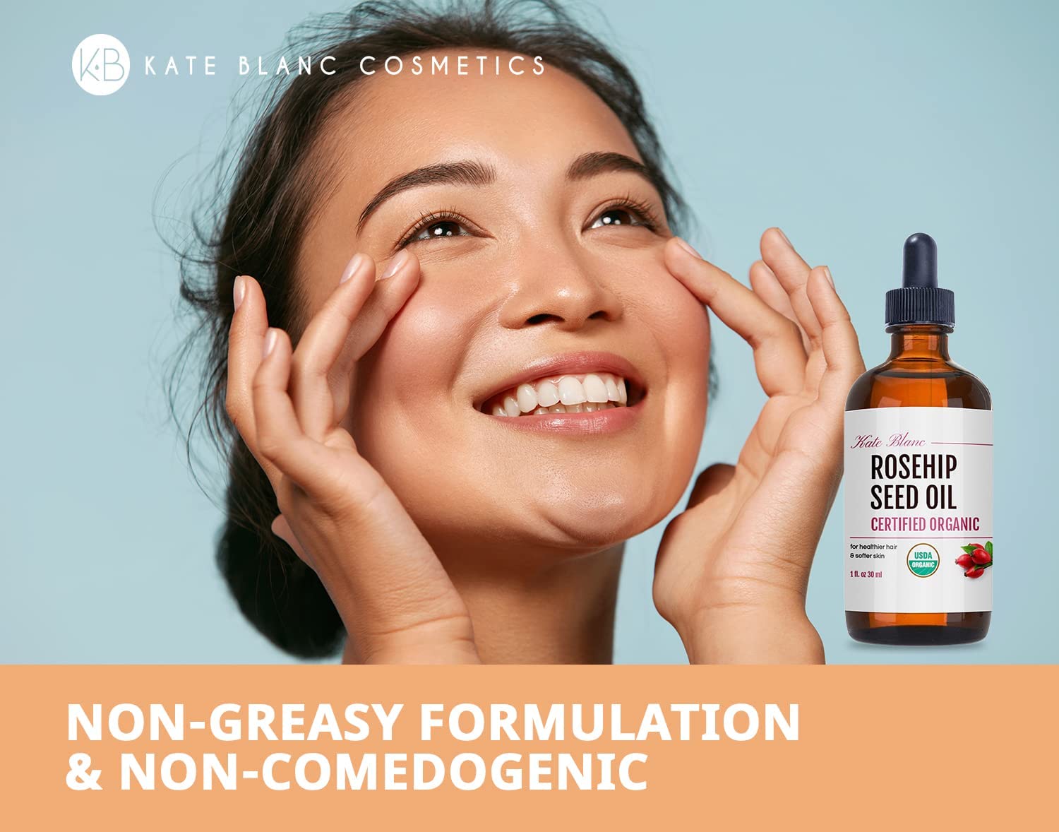 Kate Blanc Cosmetics Rosehip Oil for Face & Skin (1oz, Organic, Pure, Cold Pressed) Rosehip Seed Face Oil for Facial & Gua Sha Massage - Image 5
