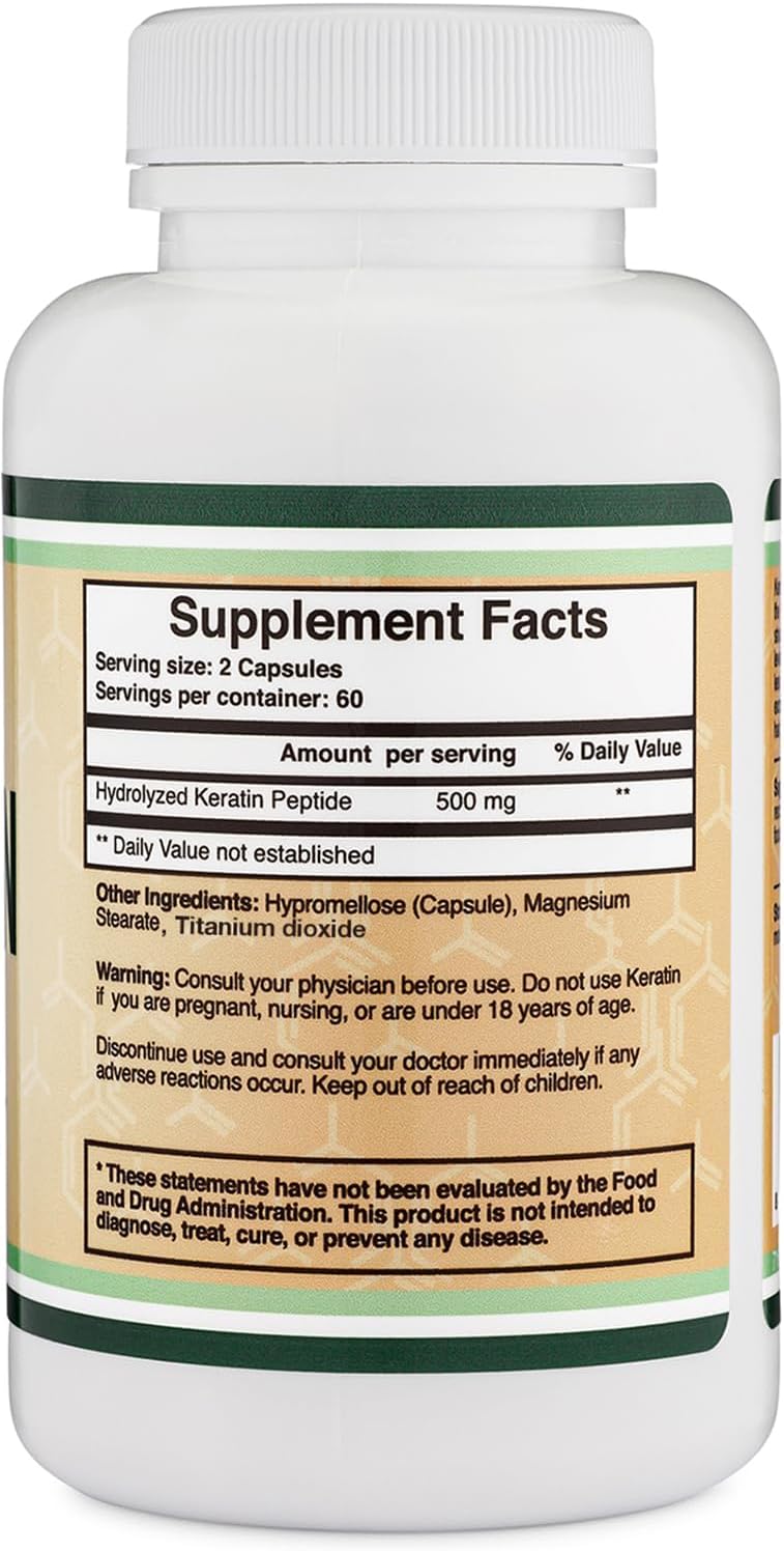 Keratin Hair Growth Vitamins 500mg 120 Vegan Pills for Strong Hair Skin Nails - Image 3