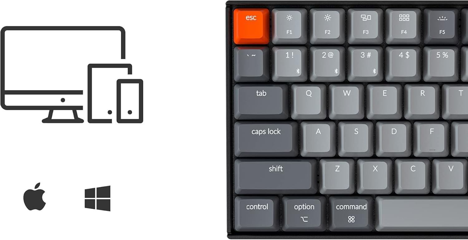 Keychron K4 96% Layout 100 Keys Wireless Bluetooth 5.1/Wired USB Mechanical Gaming Keyboard with Gateron G Pro Brown Switch White LED Backlight N-Key Rollover for Mac Windows PC-Version 2 - Image 3