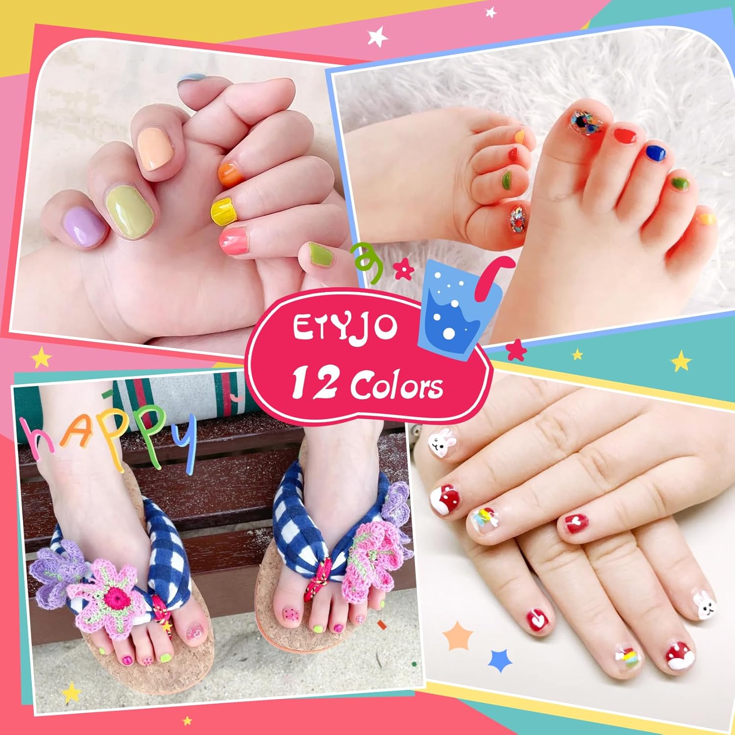 Kids Nail Polish Non-Toxic Nail Polishs 12 Colors Glitter Kids Nail Polish Set for Girls, Water-Based Peel-off Quick-Drying Nail Polish Toddler Perfect Birthday Gifts - Image 4