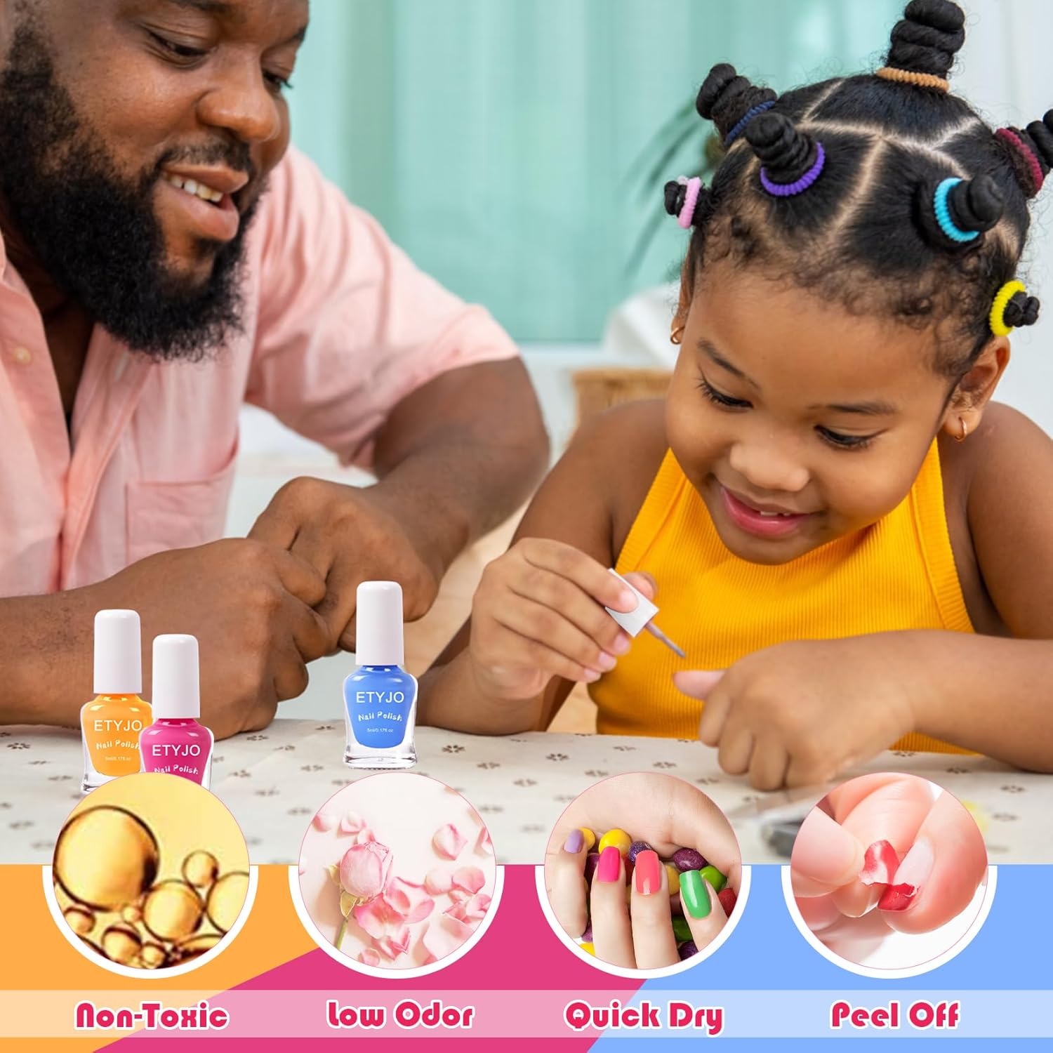 Kids Nail Polish Non-Toxic Nail Polishs 12 Colors Glitter Kids Nail Polish Set for Girls, Water-Based Peel-off Quick-Drying Nail Polish Toddler Perfect Birthday Gifts - Image 3